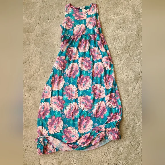 chinese dress ladies Umgee Floral Print Maxi Dress with Puff Sleeves in Black/Honey M